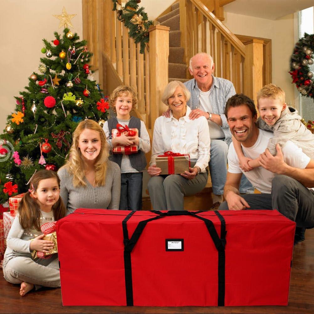 165 x 38 x 76 cm, bolsa de almacenamiento para árbol de Navidad artificial de hasta 7,5 ft/2,28 m, funda impermeable para árbol de Navidad, funda Oxford para árbol de Navidad, color rojo