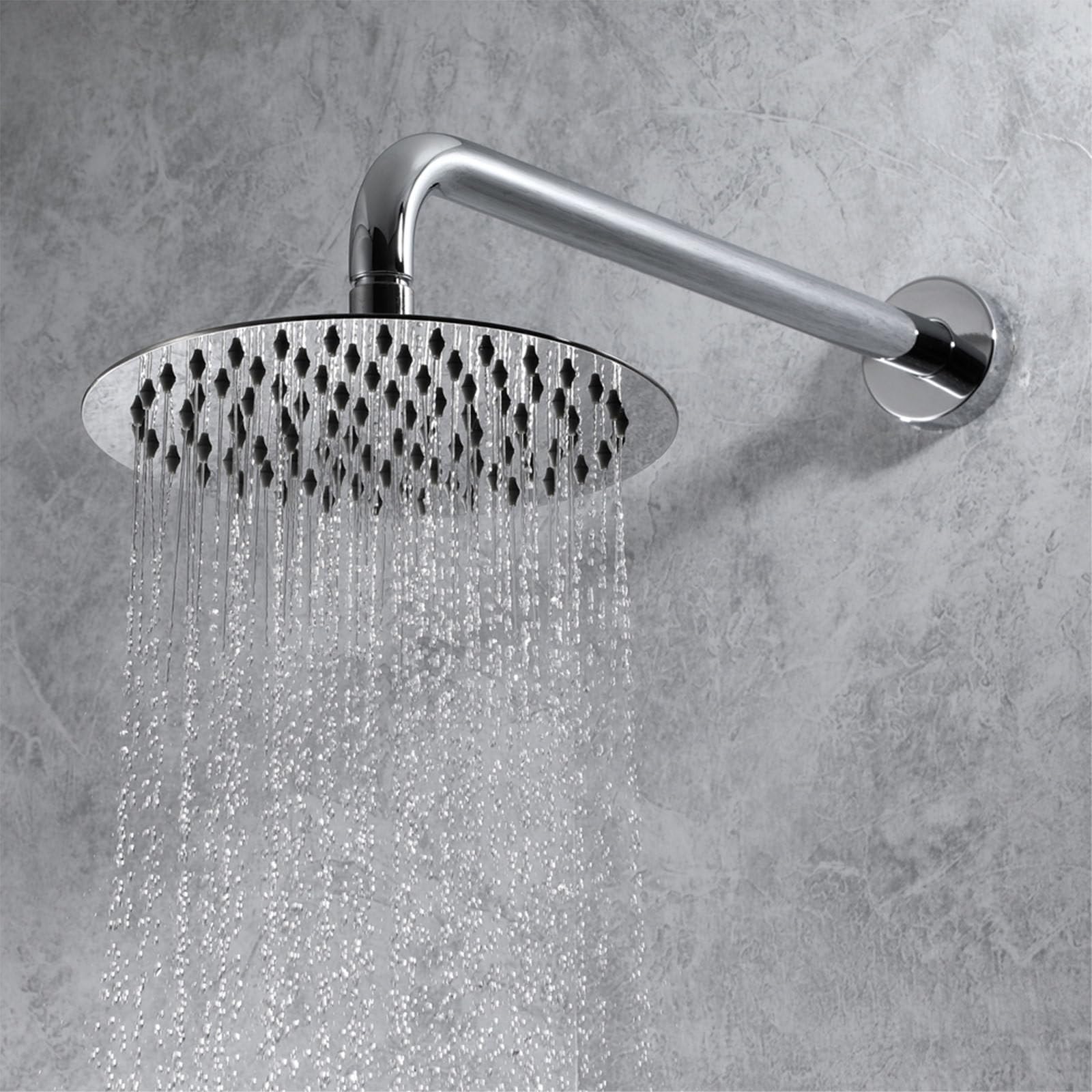 Alcachofa de Ducha de Lluvia 10 Pulgadas, Cabezal de Ducha de Lluvia Redondo Acero Inoxidable con Brazo de 38 cm, 25 x 25cm Ajustable Rociador de Ducha Antical de Alta Presión, Cromado, G1/2