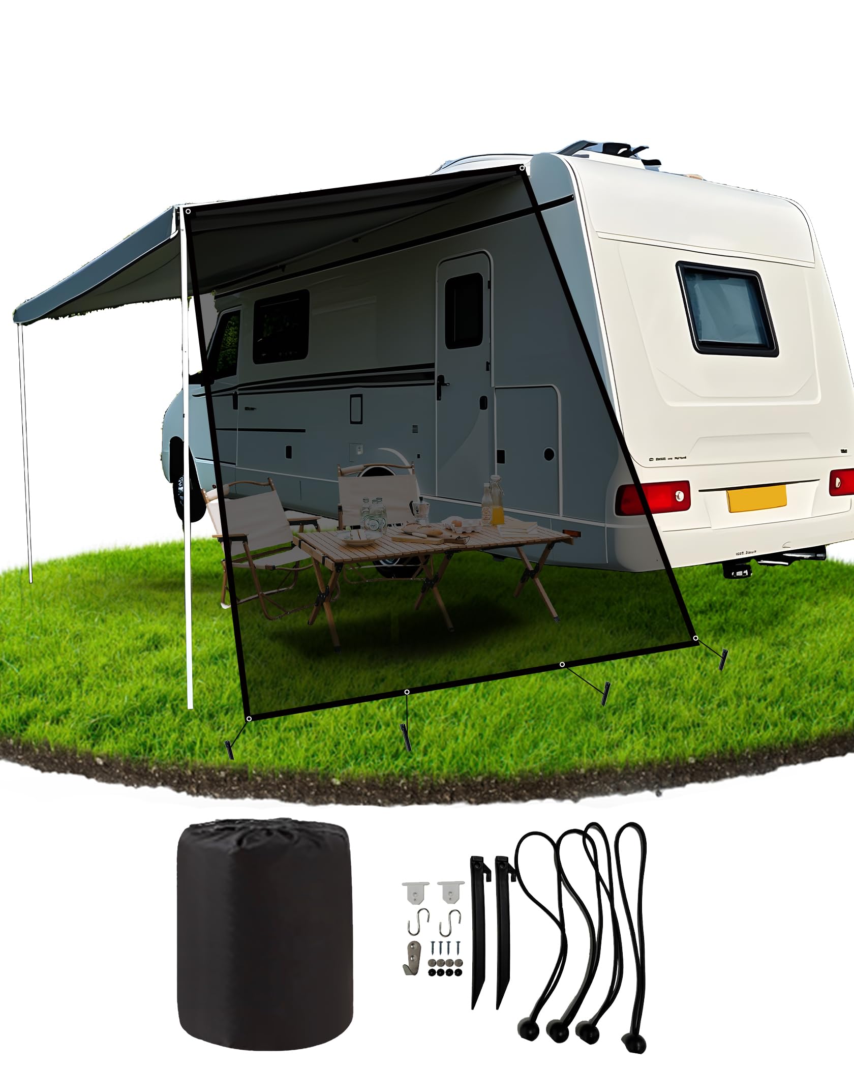 Ezcasch 2.5x2.15m(HxB) Sonnenschutz Markise Wohnmobil 75% Sunblocker