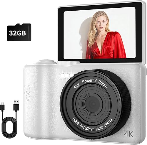 Miniatura 9 de Cámara digital 4K para fotografía, cámara de vlogging de 64 MP para video de YouTube con pantalla abatible de 180°, zoom 16X, cámaras digitales
