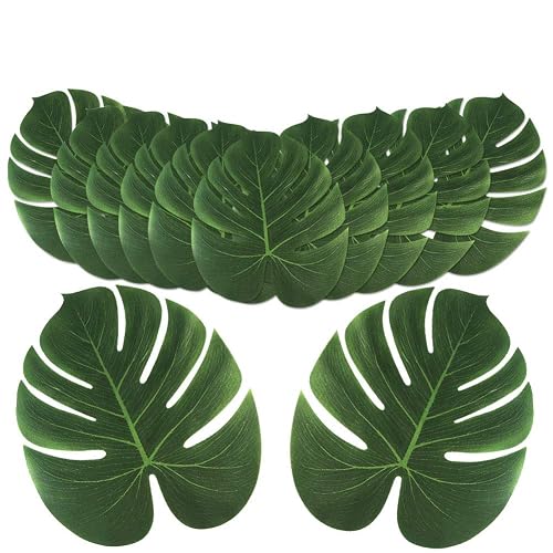 OurWarm 24pcs Large Artificial Tropical Palm Leaves, Faux Safari Leaves