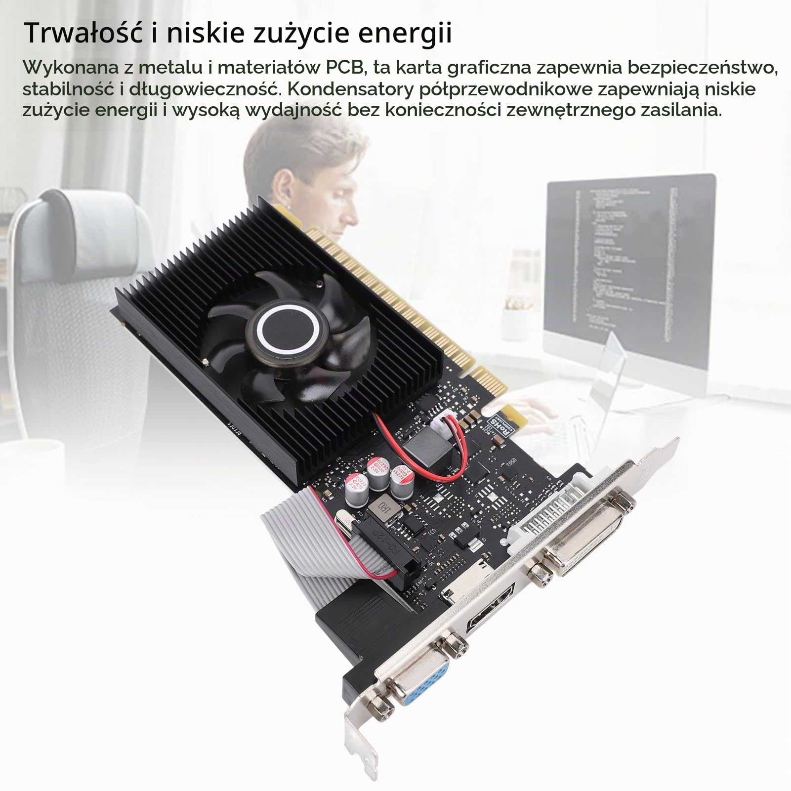 GT 210 1GB DDR3 Karta Graficzna, 64bit 589 500 MHz PCI Express 1,1 X 16 DVI VGA HDMI Silent Cooling Video Graphics Card