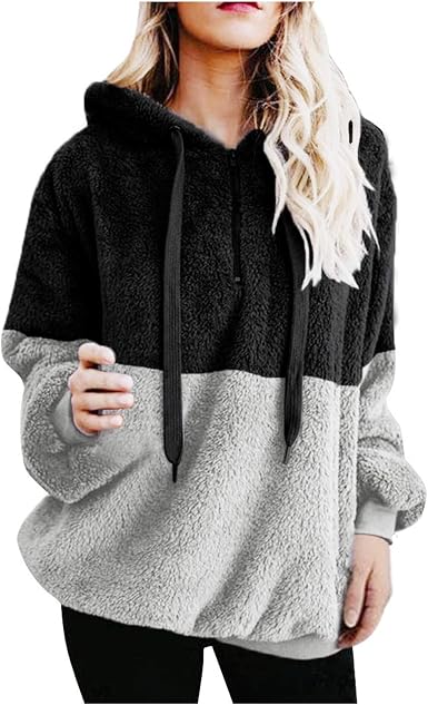 Amazon.com: Sudaderas calientes para mujer empalme moda manga larga túnicas  moda cremallera bolsillo invierno jersey blusas tops : Belleza y Cuidado  Personal