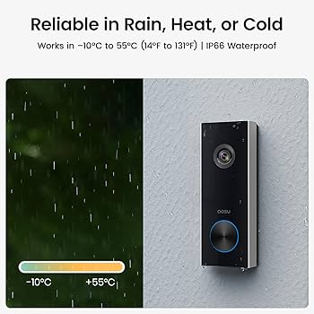 AOSU Doorbell Camera Wireless Outdoor, Battery-Powered Video