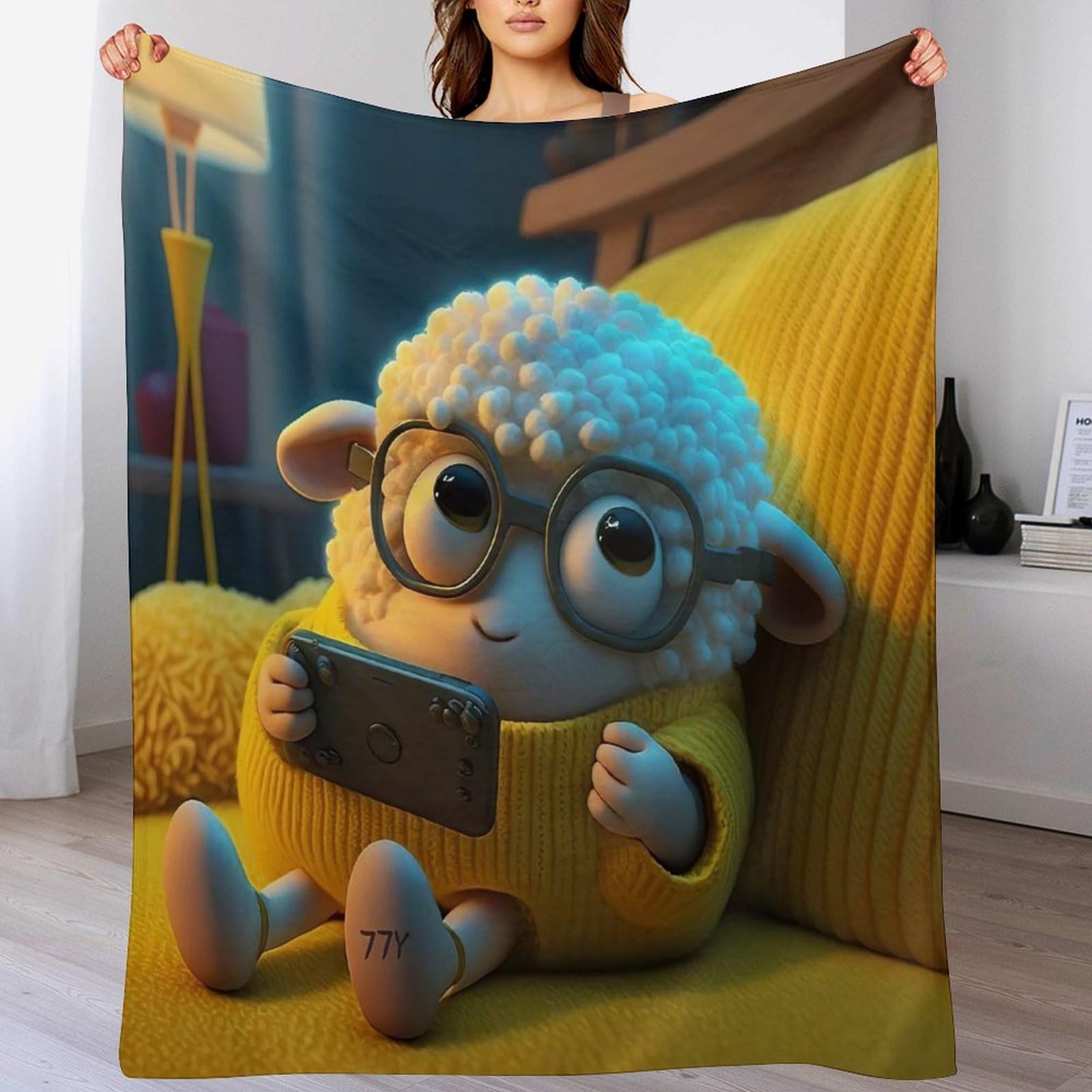 Couverture Polaire Chaude Flannel Mouton Mignon contre le Froid du Salon
