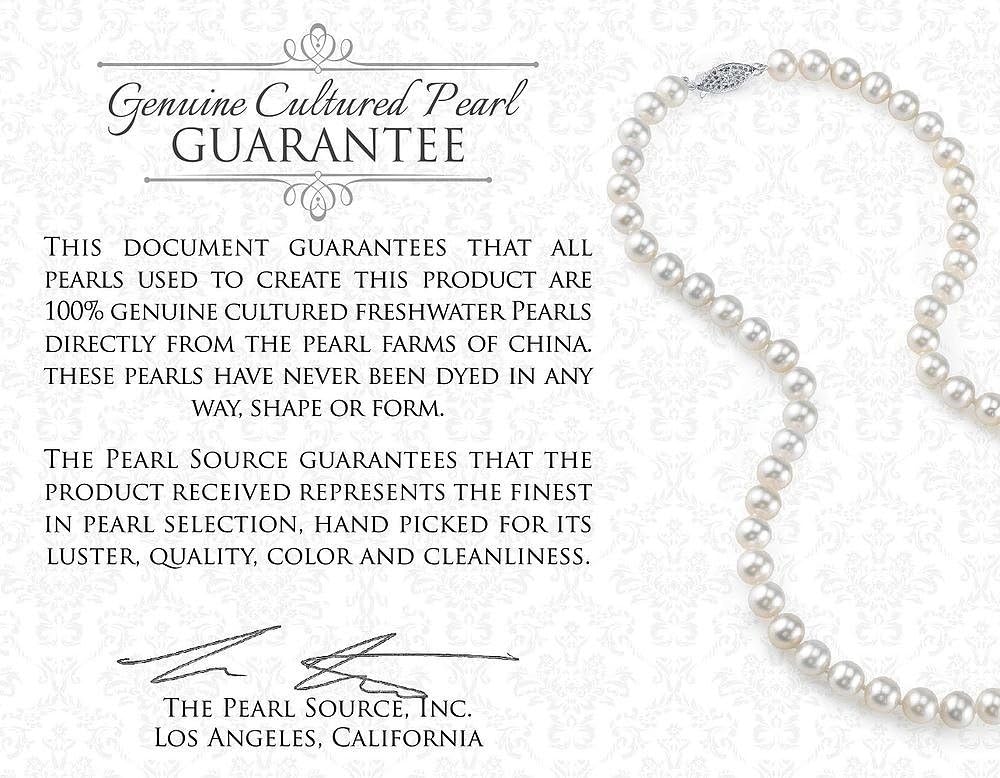 The Pearl Source 14K Gold 11-12mm AAA Quality White Freshwater Cultured Pearl Necklace for Women in 20" Matinee Length