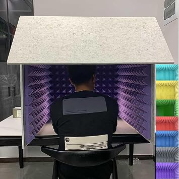 WORDFUN Portable Recording Booth, Microphone Foam Booth Cube, Self Made Sound Booth Box, Isolation Shield, Microphone Recording Equipment, for Home Office and Studio
