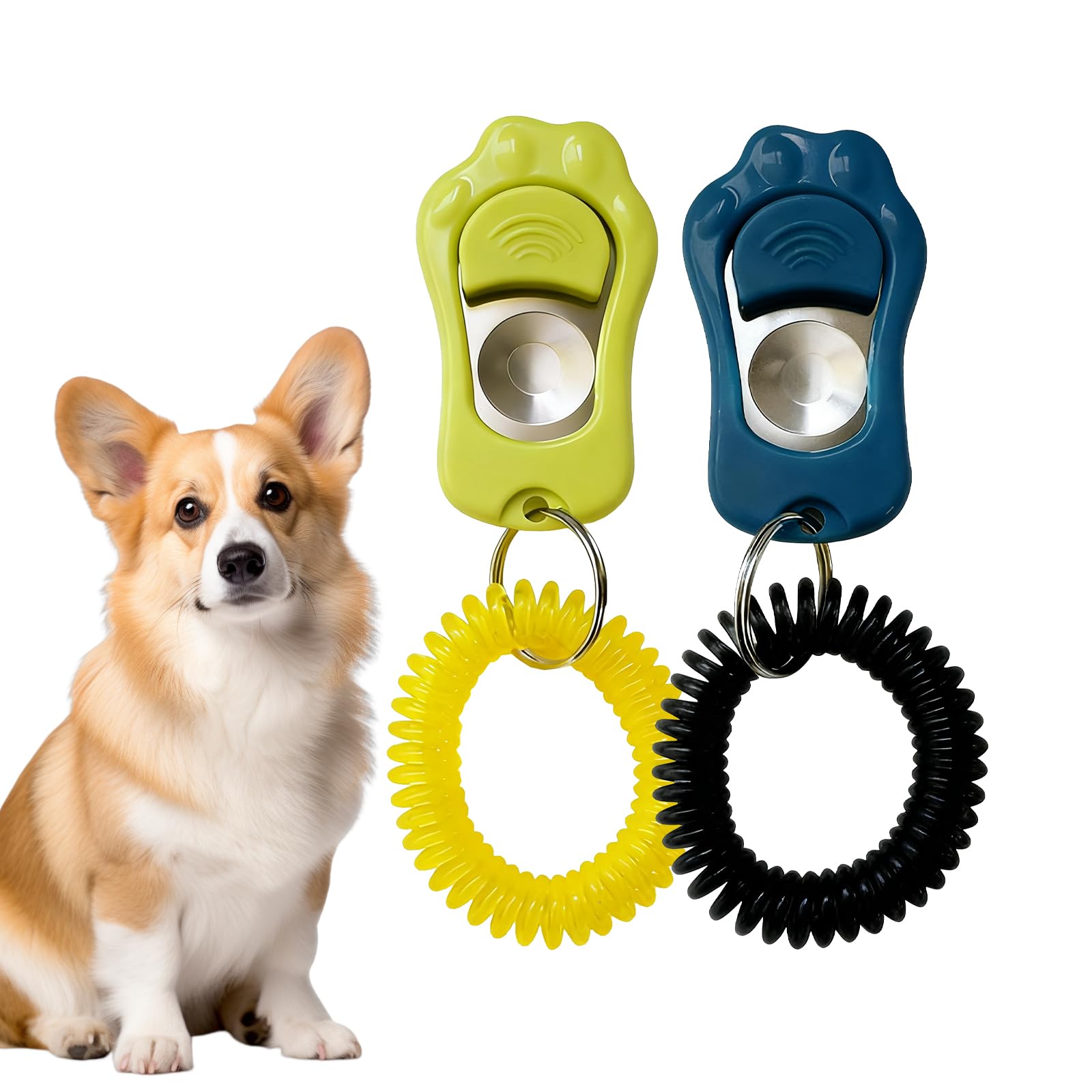 2 Pcs Sifflet Ultrason Chien, Clicker Dressage pour Chien, Clicker Training pour Animaux à Fréquence Ajustable (avec Laniette), pour Chien, Chat, Oiseau, Lapin (Vert Sauge/Gris Bleu)