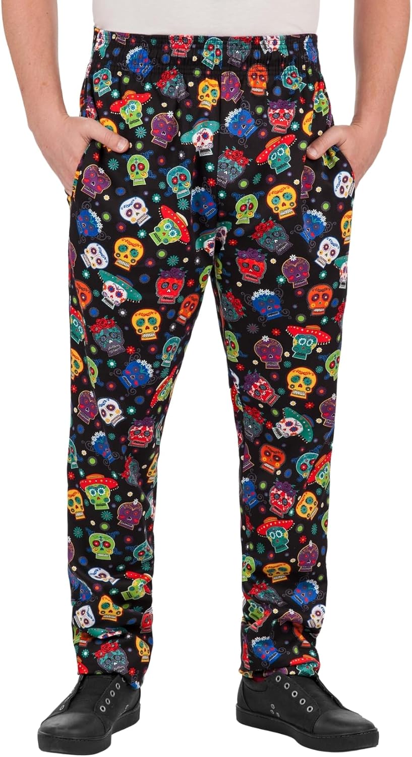 UA Chef Men's Baggy Chef Pants - Calavera Print Cotton