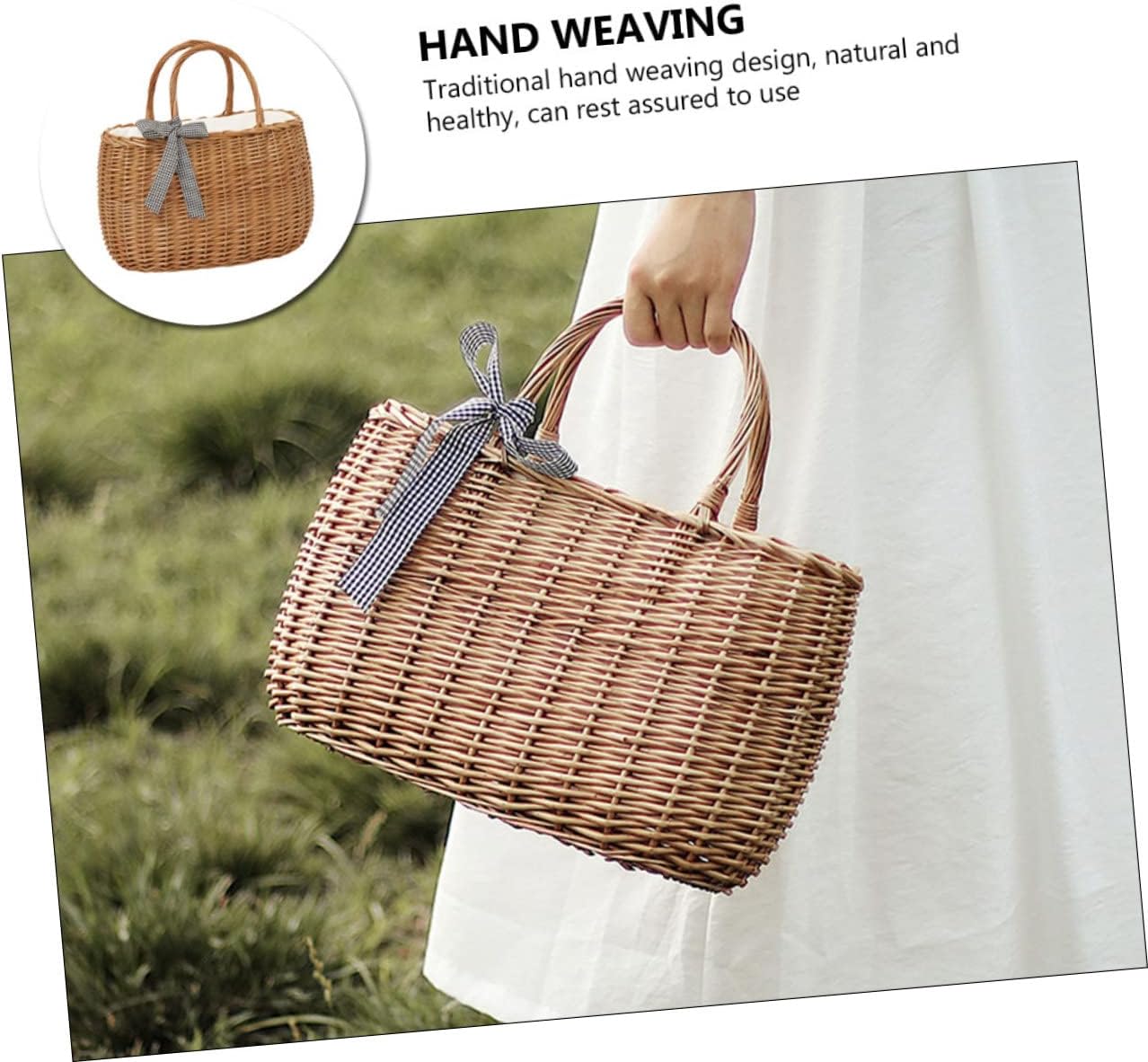 Prime Material Braided Handbag Bag Eco-friendly Handmade Storage for Flowers Fruits Snacks
