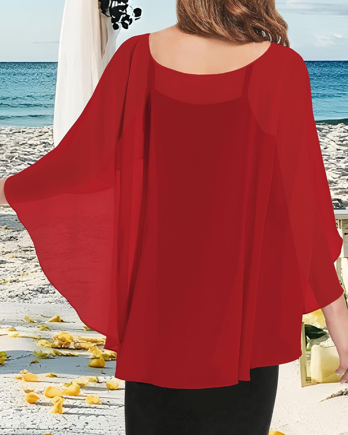 Womens Capelets Shawls and Wraps for Evening Dress Chiffon Capes Wedding Cover Up - Image 5