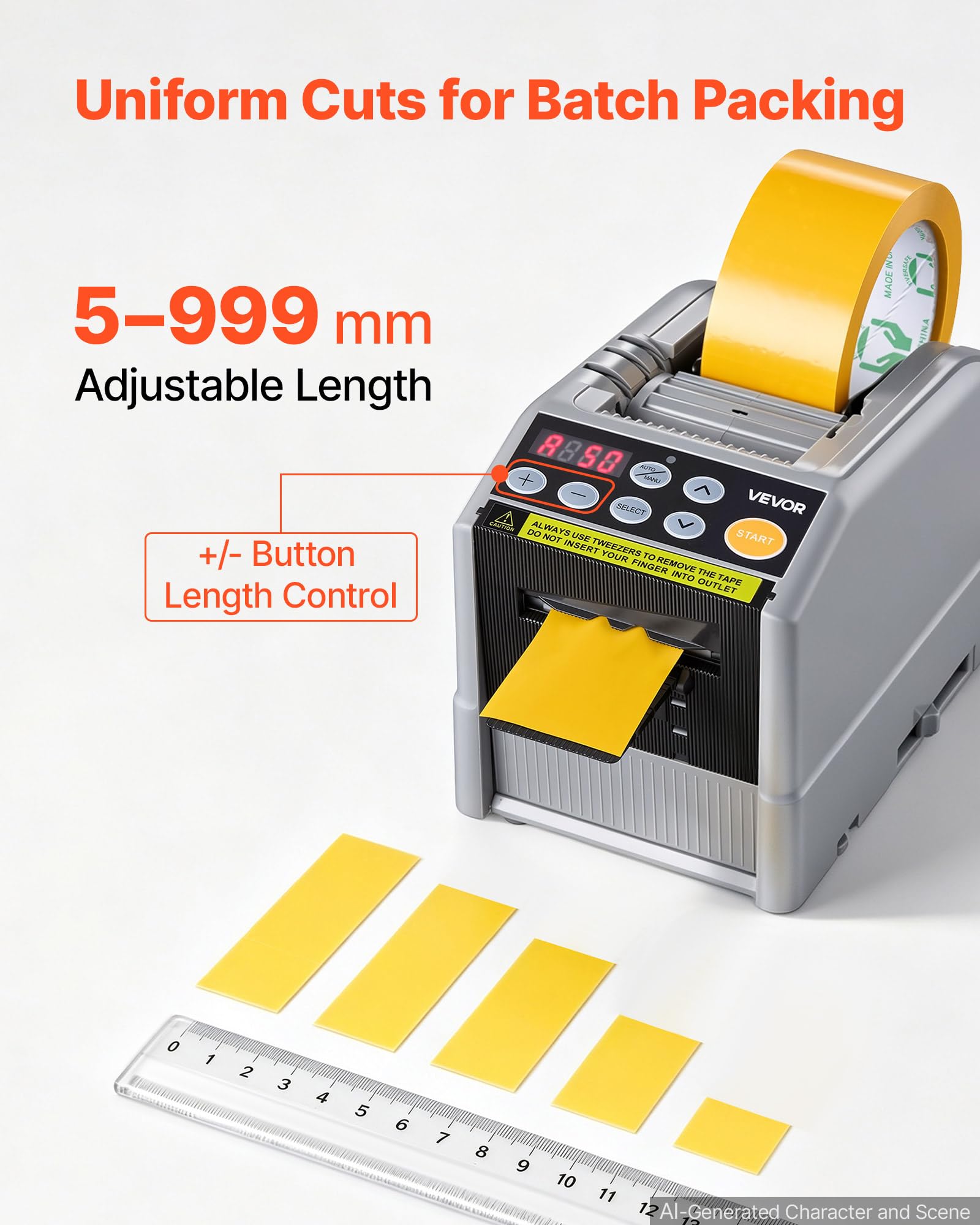 VEVOR Automatischer Klebebandspender mit 5-999mm Einstellbare Schnittlänge