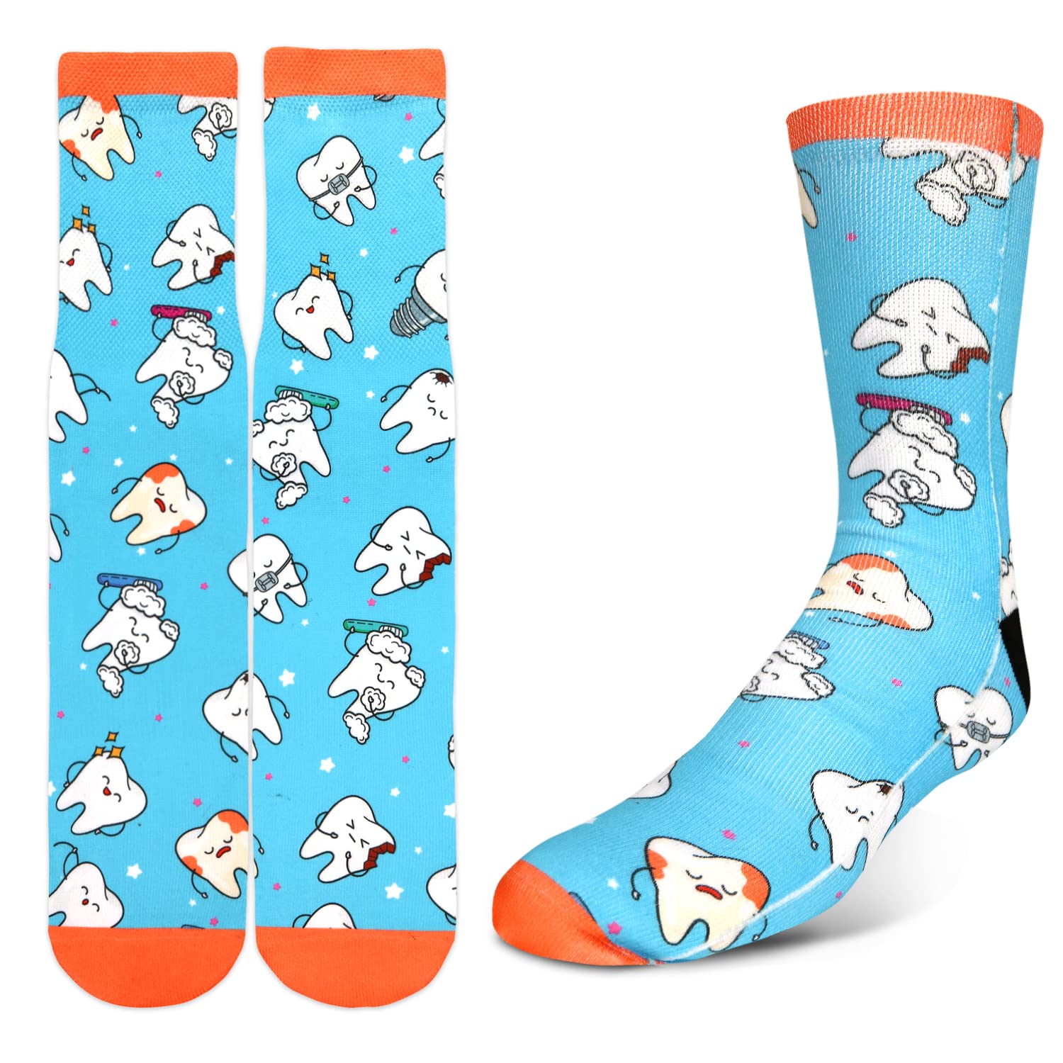 Benefeet Sox 3D Printed Medical Socks Women Men Funny Nursing Graduation Gift Novelty Doctor Socks Crazy Medical Themed Socks, Dental, Medium