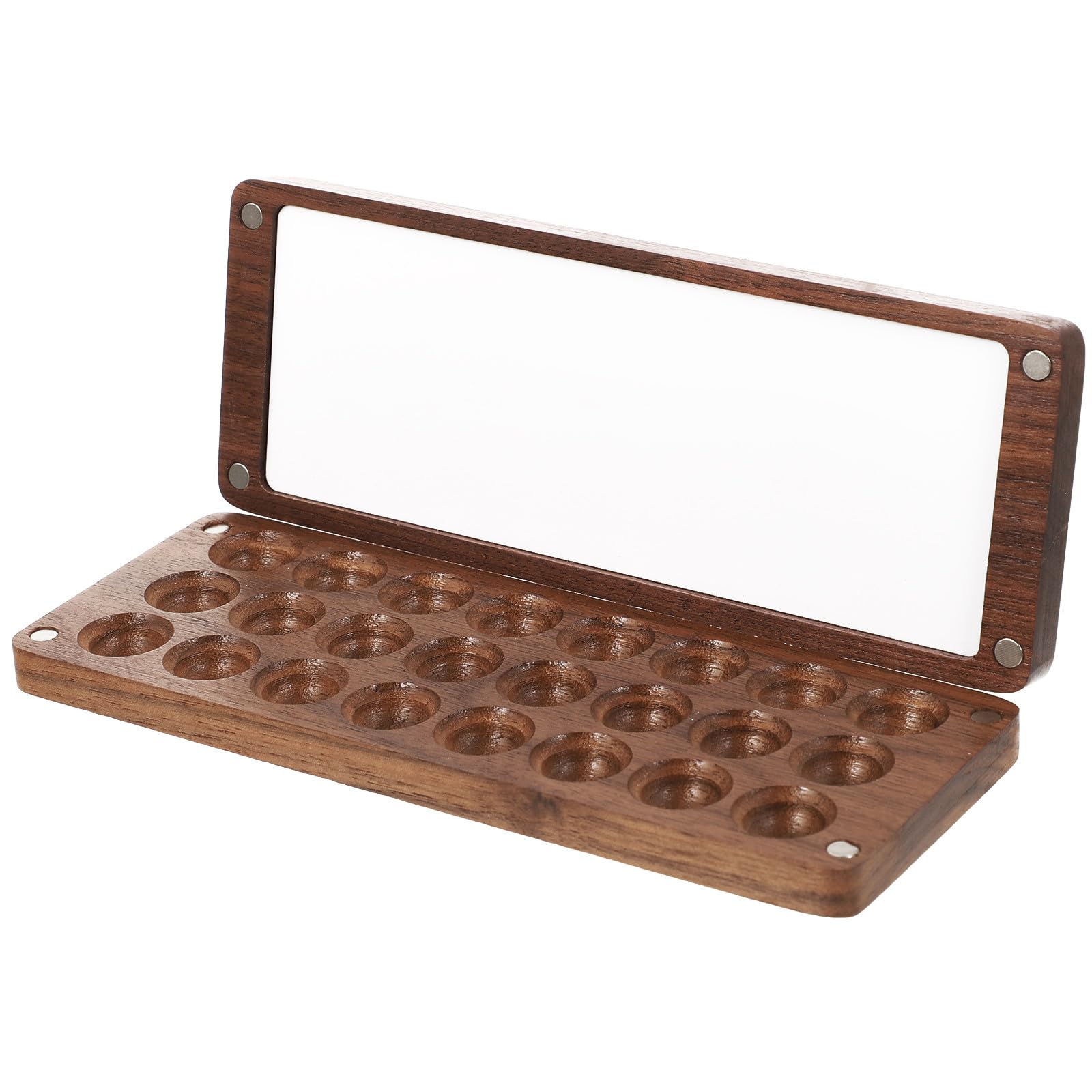 Caja de acuarelas de madera negra mini con 24 colores y paleta portátil para mezcla