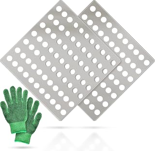 Medipaq Drain Covers Outdoor Square - 2-Pack 15cm x 15cm Plus Free Gardening Gloves - Rustproof Stainless Steel Drain Leaf Guard Drainage Covers - Metal Drain Covers Outdoor