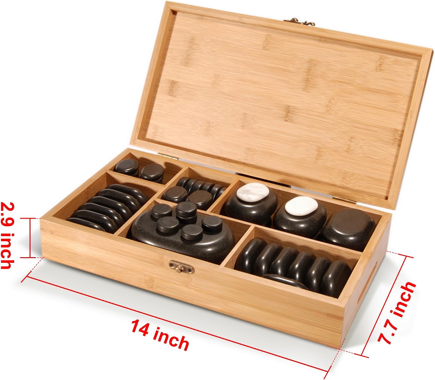 Master Massage Deluxe Hot Stone Massage Stone Set Kit Package for a Full Body Massage with Black Lava Volcano Basalt Rock, White Marble Cool Cold Stone-50 PCS