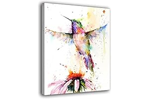 Watercolor Hummingbird Canvas Wall Art