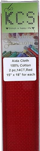 Miniatura 164 de KCS 2 piezas de tela de algodón Aida de punto de cruz contado de 15" x 18" para bordado (Lino, 14CT)