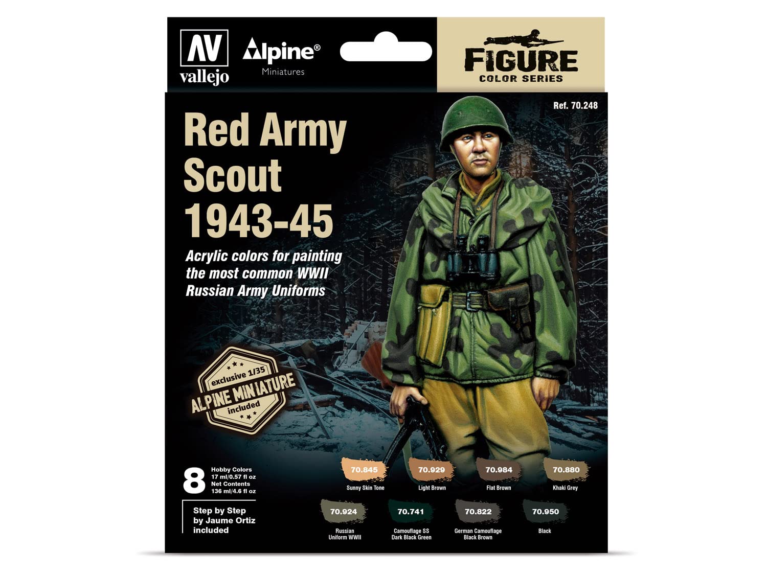 Vallejo AV MC Set - Alpine Red Army Scout (x8) & Figure, 18