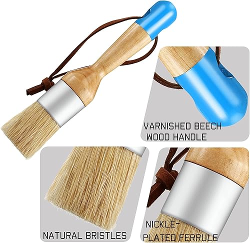 Miniatura 3 de 3 pinceles de pintura de tiza y cera, pincel ovalado para pintura acrílica, pinceles de plantillas de cerdas para muebles de madera, decoración del