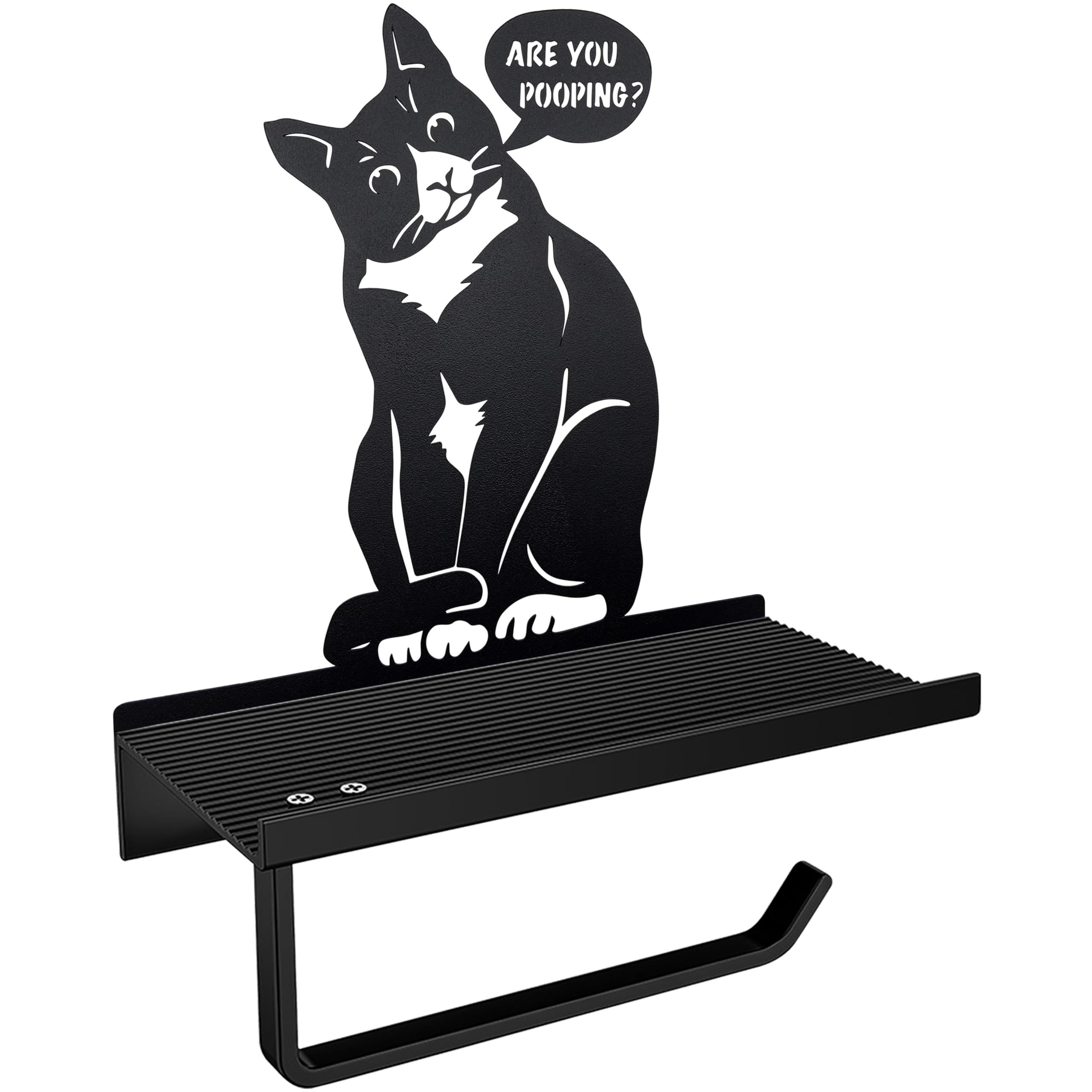 Funny Cat Toilet Paper Holder with Shelf, Farmhouse Bathroom Decor for Home