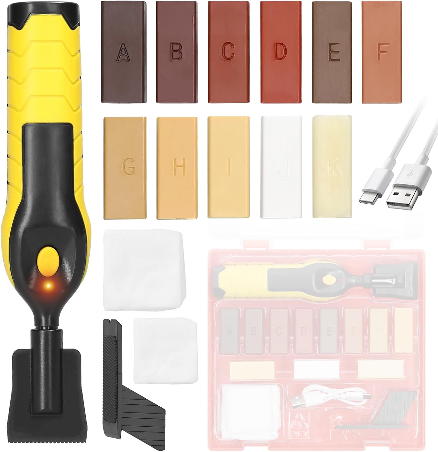 Wood Floor DIY ing Set Multifunction Furniture ing Set Scratch Nail Hole Crack Filler Set Household Handheld Melting Wax Set