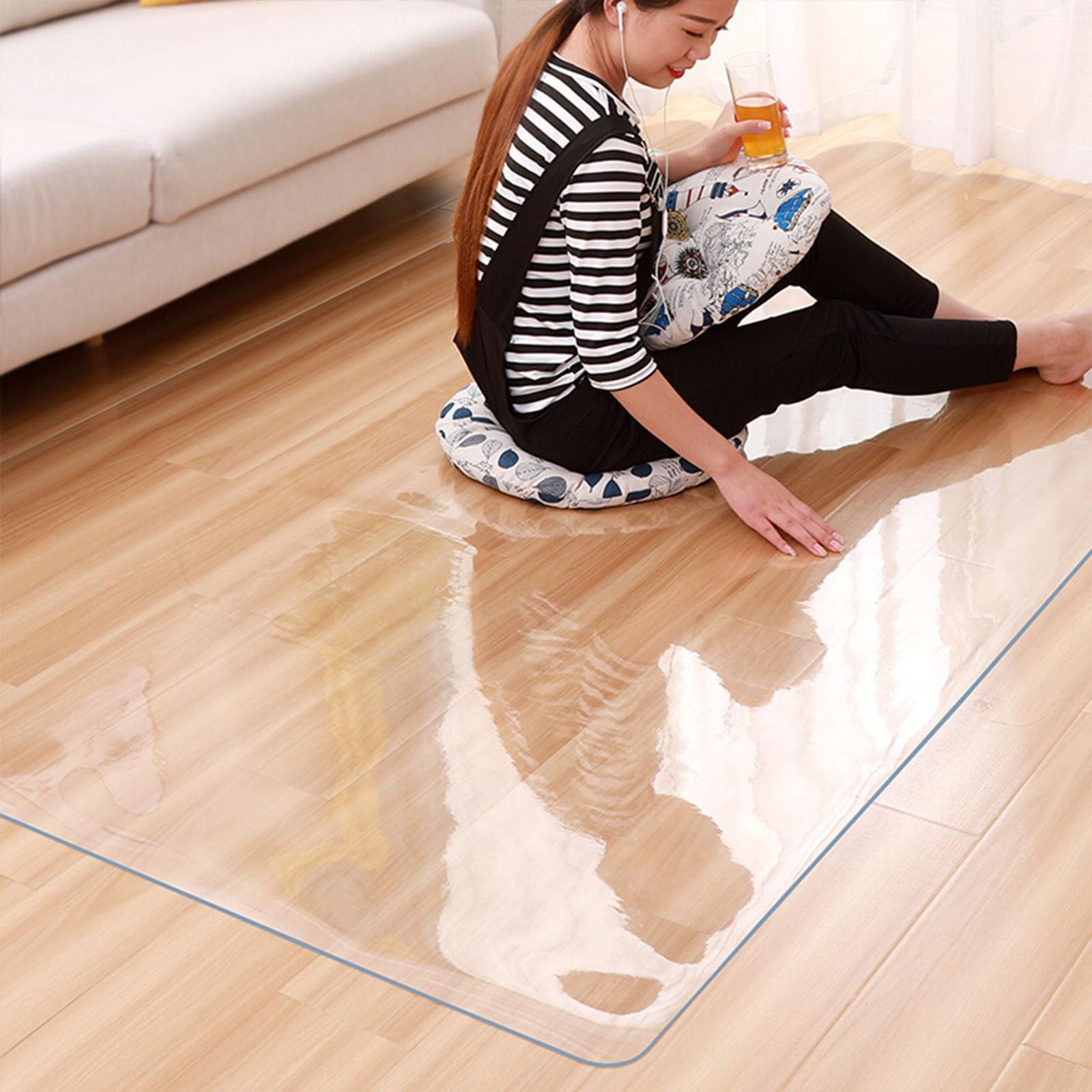 Resistente Tappetino Protettivo Trasparente Antimacchia Tappetini per Sedie da Ufficio può Essere Tagliato Tappetino Pavimenti Spessore 1mm per Tavolino Ristorante Corridoio Parquet(110x200cm)