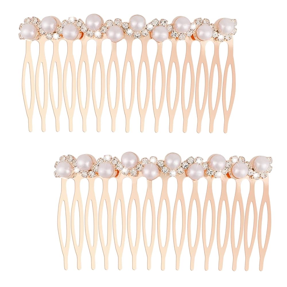 Yusier 2 PCS Pearl Rhinestone Side Comb Hairstyle