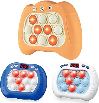 Intoypad 3 Packs of Quick Push Pop Game for Kids, 1 Classic & 2 LED Screen Handheld Bubble Game Light Up Sensory Fidget Game Toy Electric Pop Game Controller Christmas Birthday Gifts Toy for Kids 3-12