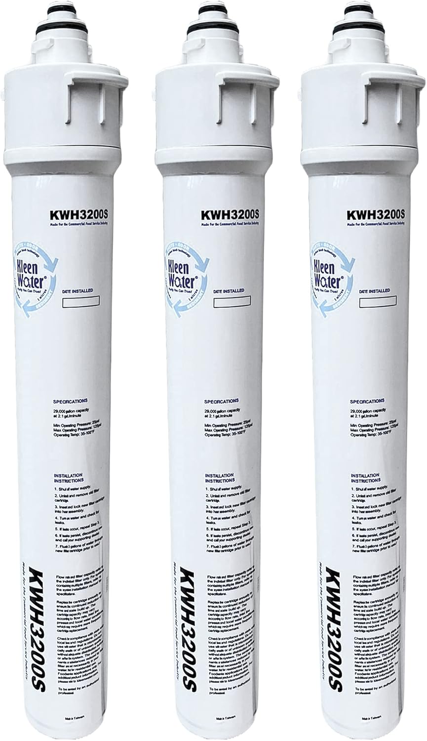 KleenWater KWH3200S Compatible with Hoshizaki 4HC-H H9655-11 Commercial Water Filter, Set of 3