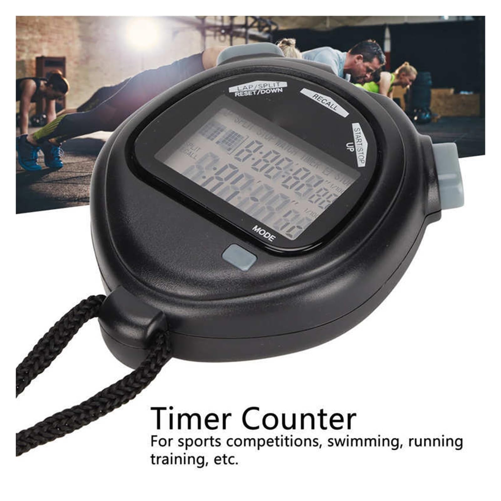 cronometro, Timer sportivo digitale multifunzione a 2 linee for allenamento di