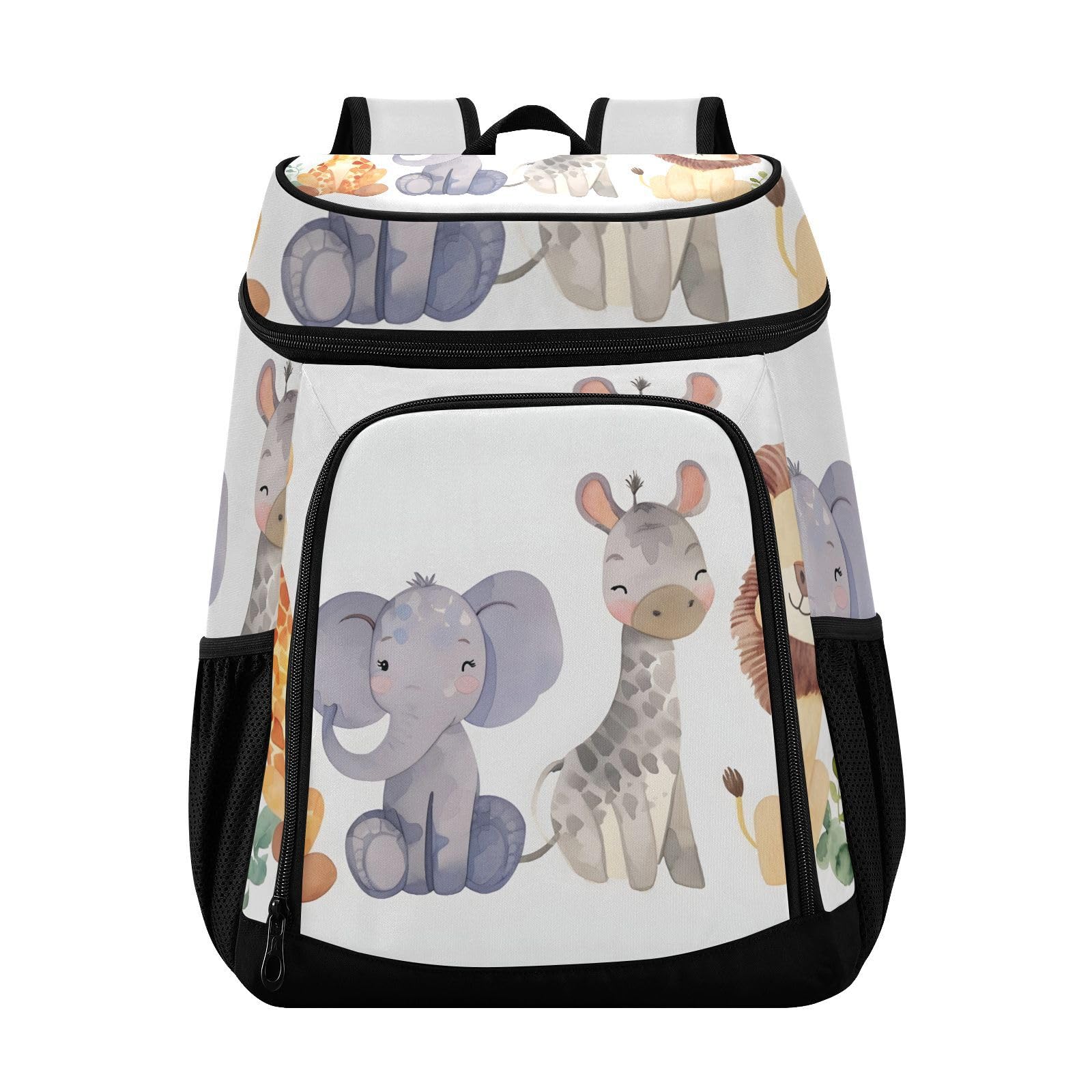 Giraffe Elephant Forest Animal Cooler Backpack Cooler Insulated Leak Proof Lunch Backpack 36 Cans Waterproof Soft for Men Women Picnic Hiking Camping Beach
