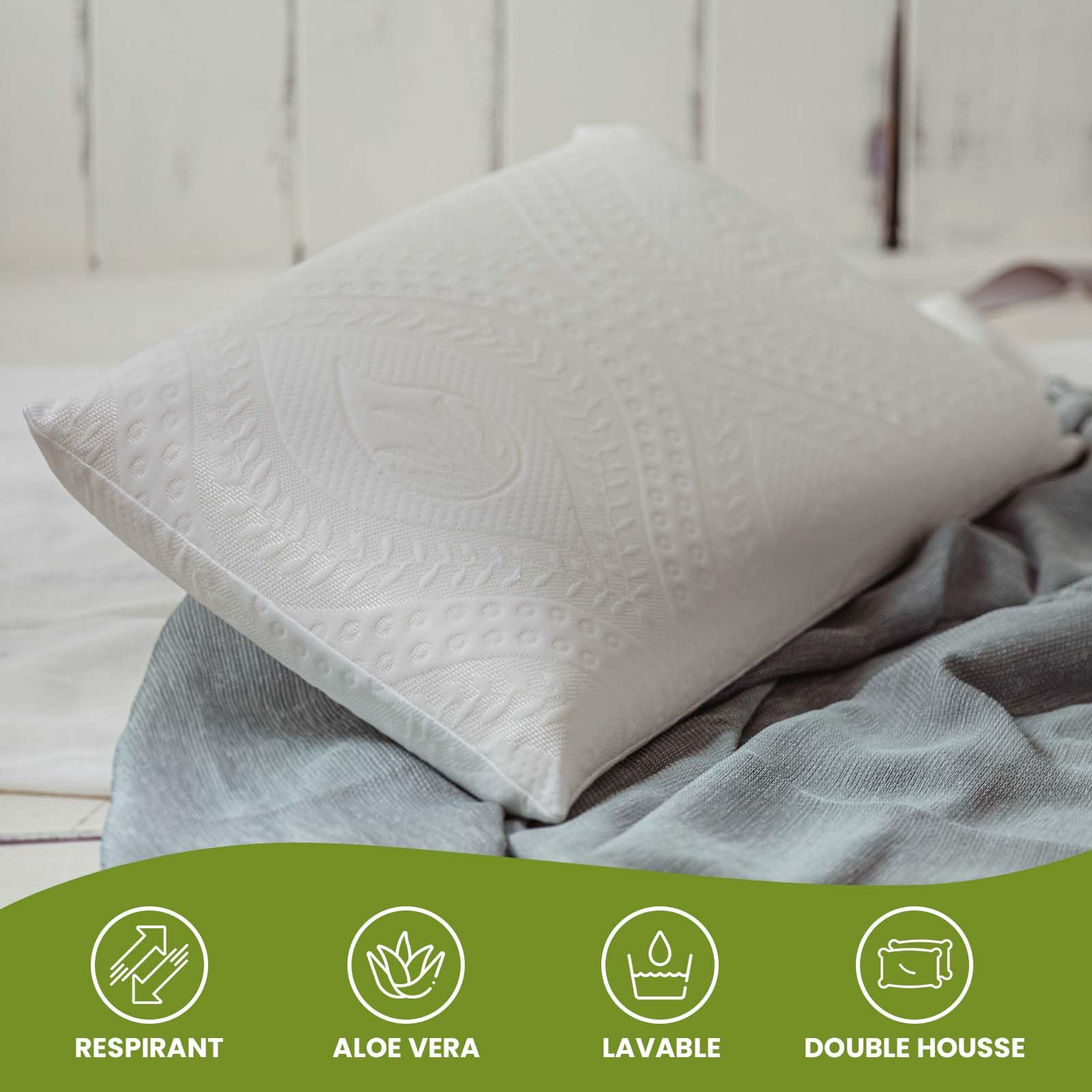 MOMMY CONFORT Oreiller Memoire Forme 70 cm - Oreiller Ergonomique Cervical - Housse Lavable et déhoussable + Coussin Orthopédique + Coussin Memoire Forme I