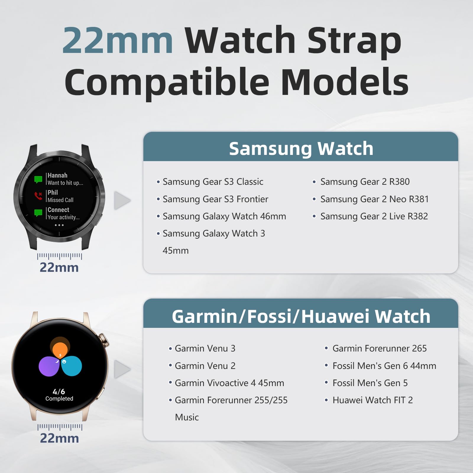 Maledan Pasek do zegarka kompatybilny z Samsung Garmin, elastyczny, nylonowy pasek do zegarka Galaxy Watch 7, 6, 5, 4, sportowy pasek do zegarka Garmin Venu 3S 2S Vivoactive 5, 4, 3, Venu, 3, 2, dla