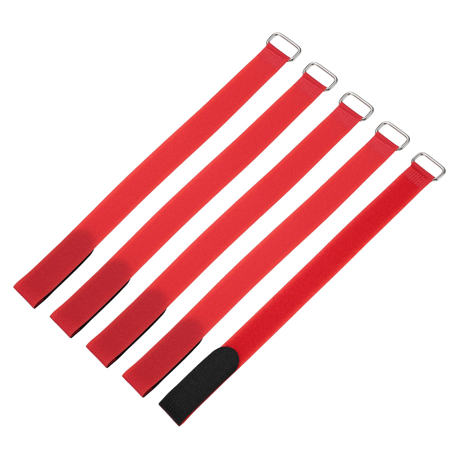 sourcing map 5Pcs Reusable Battery Tie Down Straps,2x30cm Red Nylon Multipurpose Battery Hold Down Adjustable Cinch Strap Hook Loops Fastening Tie for Quadcopters FPV RC Drone Boat Cars