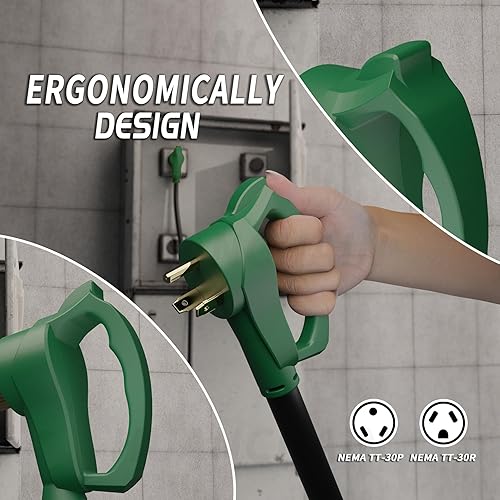 Miniatura 32 de Cable de extensión RV de 25 pies y 30 amperios para exteriores con mango de agarre, cable de alimentación STW de calibre 10/3 STW resistente al agua