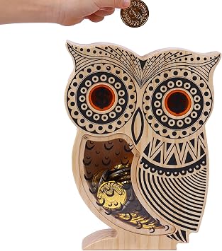 Owl Bank Piggy Bank for Kids Unbreakable Large Money Box for Toddlers Owl Room Decor for Boys and Girls Coin Jar Personalized Coin Bank for Birthday Christmas & Decor
