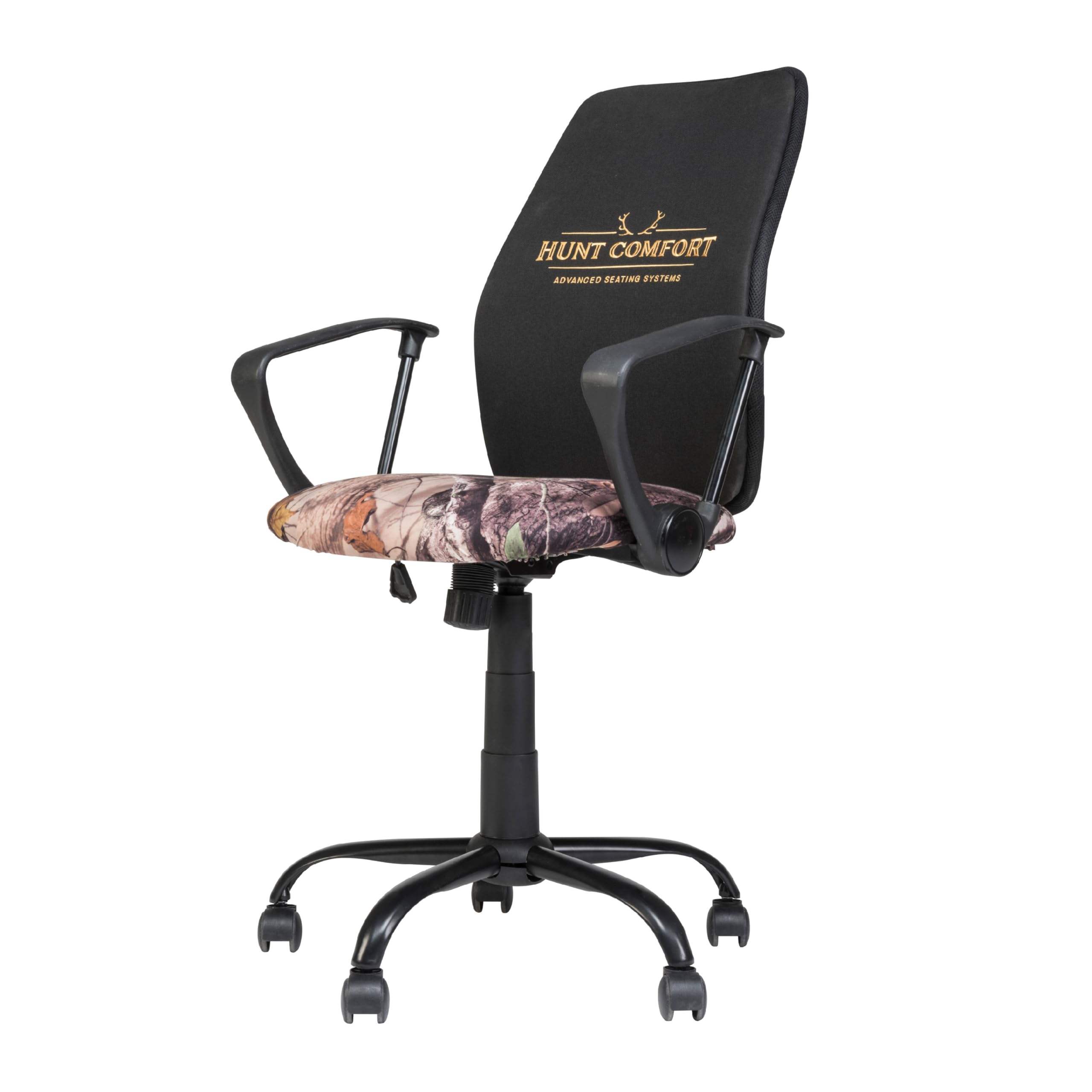 Hunt Comfort GelCore Mesh 360 Degree Swivel Versatile Hunting Blind Seat and Office Chair Support with Threaded Height Adjustment, Black/Printed (HCDC20)