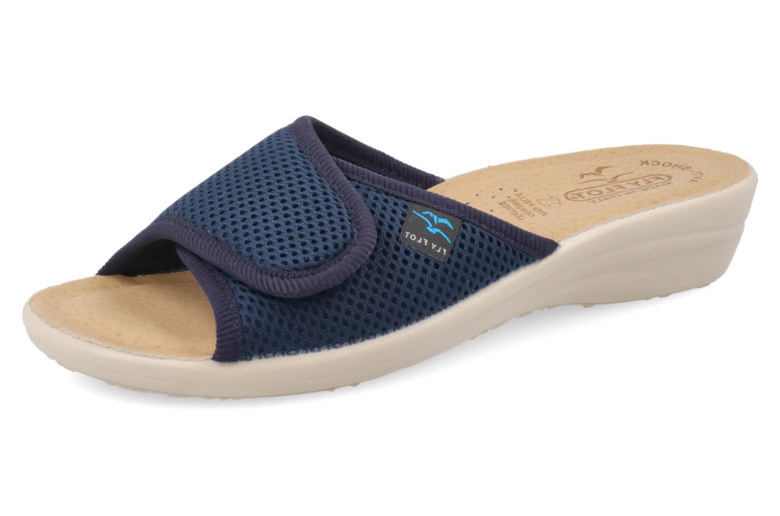 Fly Flot T4413 Fe Blu Ciabatte Donna Made in Italy Zeppa 3 CM Anatomica