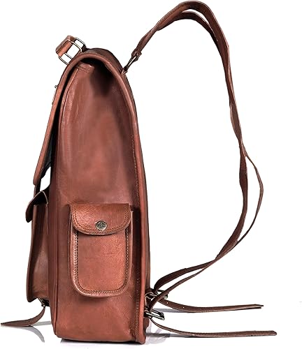 Miniatura 6 de cuero Mochila vintage de cuero de grano completo para laptop, mochila hecha a mano, calidad premium y encanto clásico, mochila de cuero para hombres