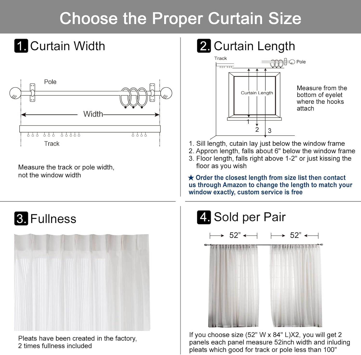 LANTIME White Sheer Curtains 108 inches Long, Pinch Pleated Stripe Window Sheer Curtains Panels Drapery, 42" W x 108" L, Set of 2