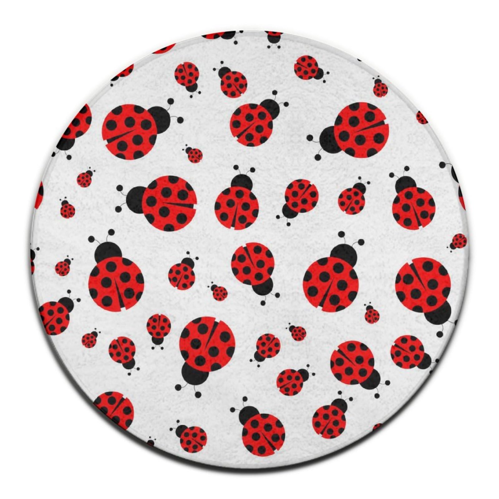 Kitchen Office Home Area Decor Pad Party Holiday Decor Floor Mat Compatible with Ladybug Red Black Dots White, Unique Area Carpet with Anti-Slip Rubber Bottom Protection
