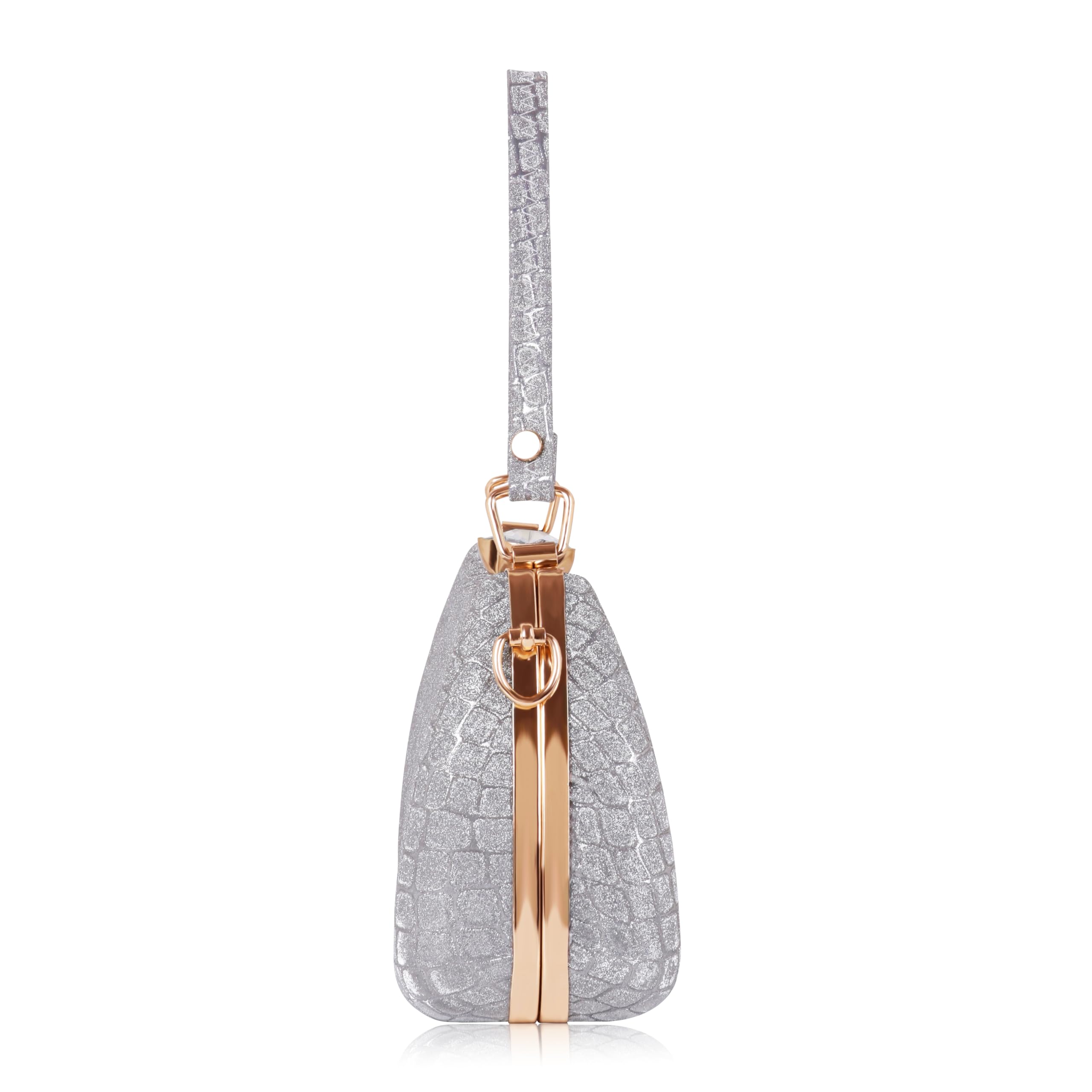 MISHA Blush Croco Luxe Clutch (Grey) 2