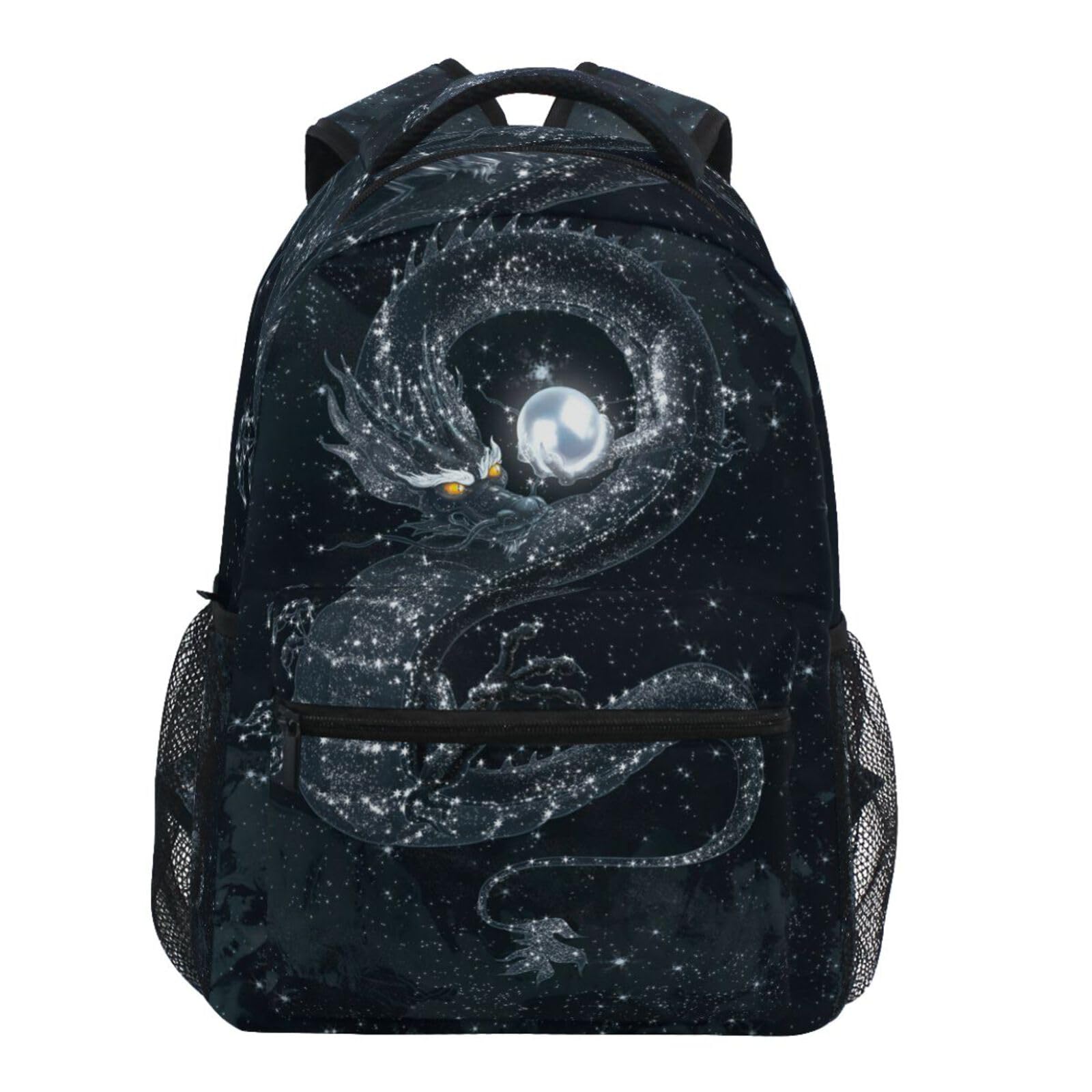 Oarencol Magic Dark Dragon Galaxy Space Black Backpack Bookbag Daypack Travel School Bag