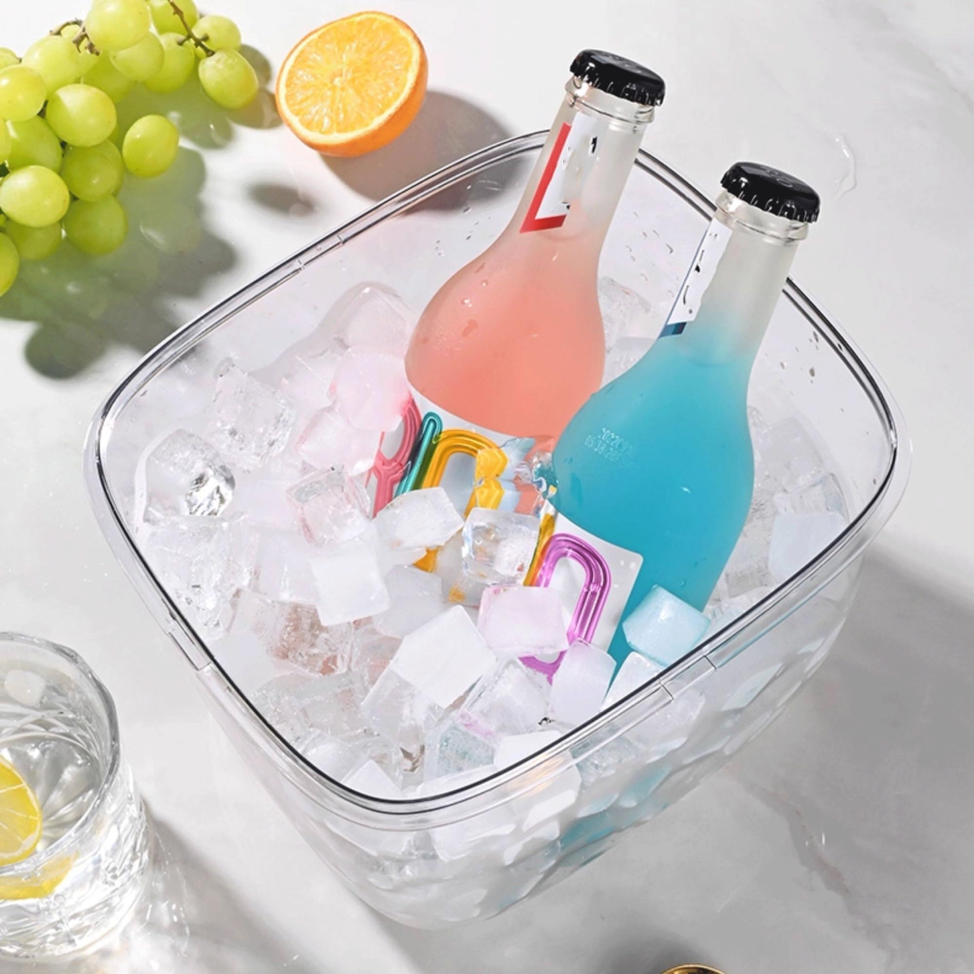 Eiskübel Transparenter Eiskübel mit Deckel und Griff, perfekt for Partys Camping Bar cooler Eiskübel