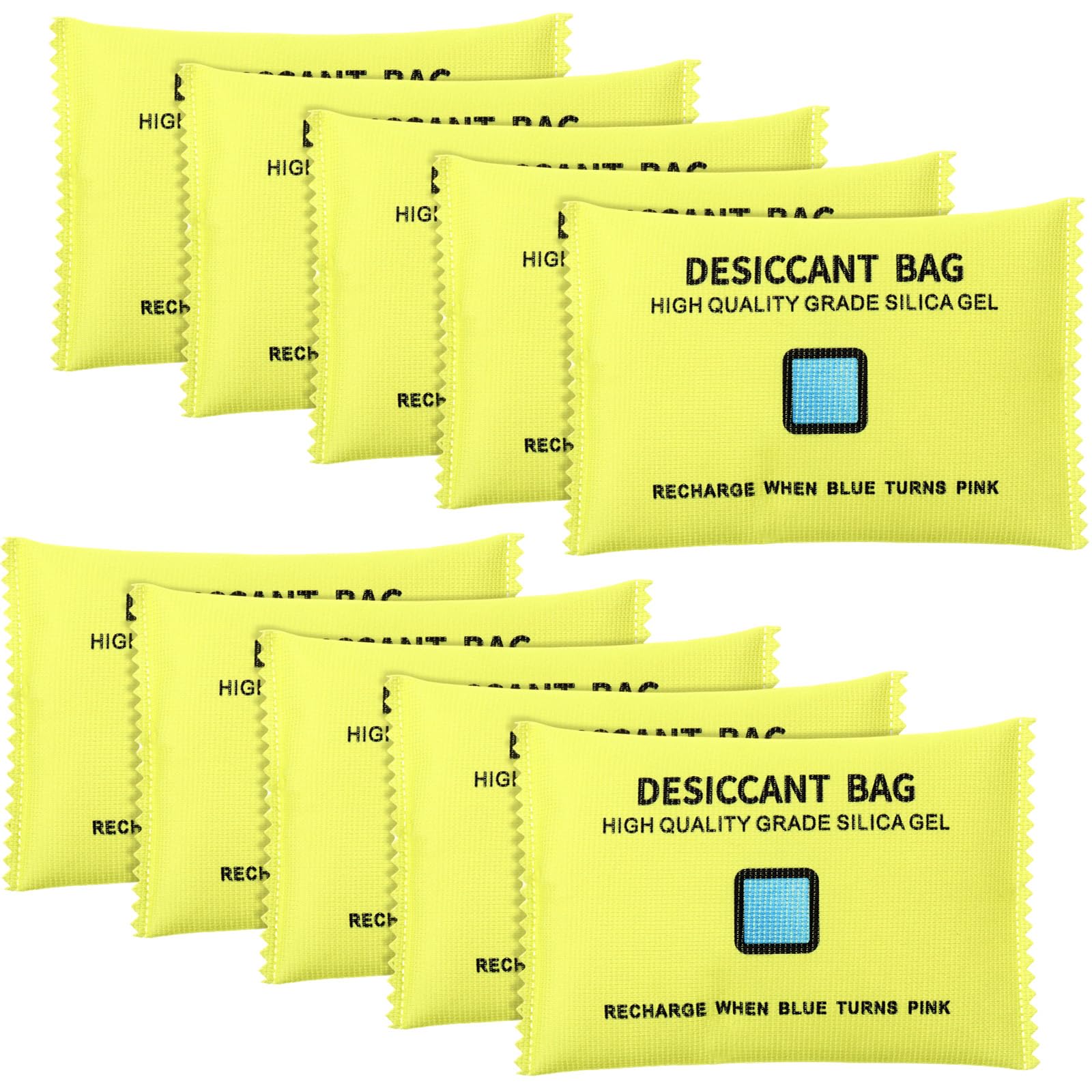 Threlaco 10 Packs 200g Rechargeable Silica Gel Desiccant Moisture Absorbing Bag for Storage Bin Indicating Silica Gel Desiccant Packet Reusable