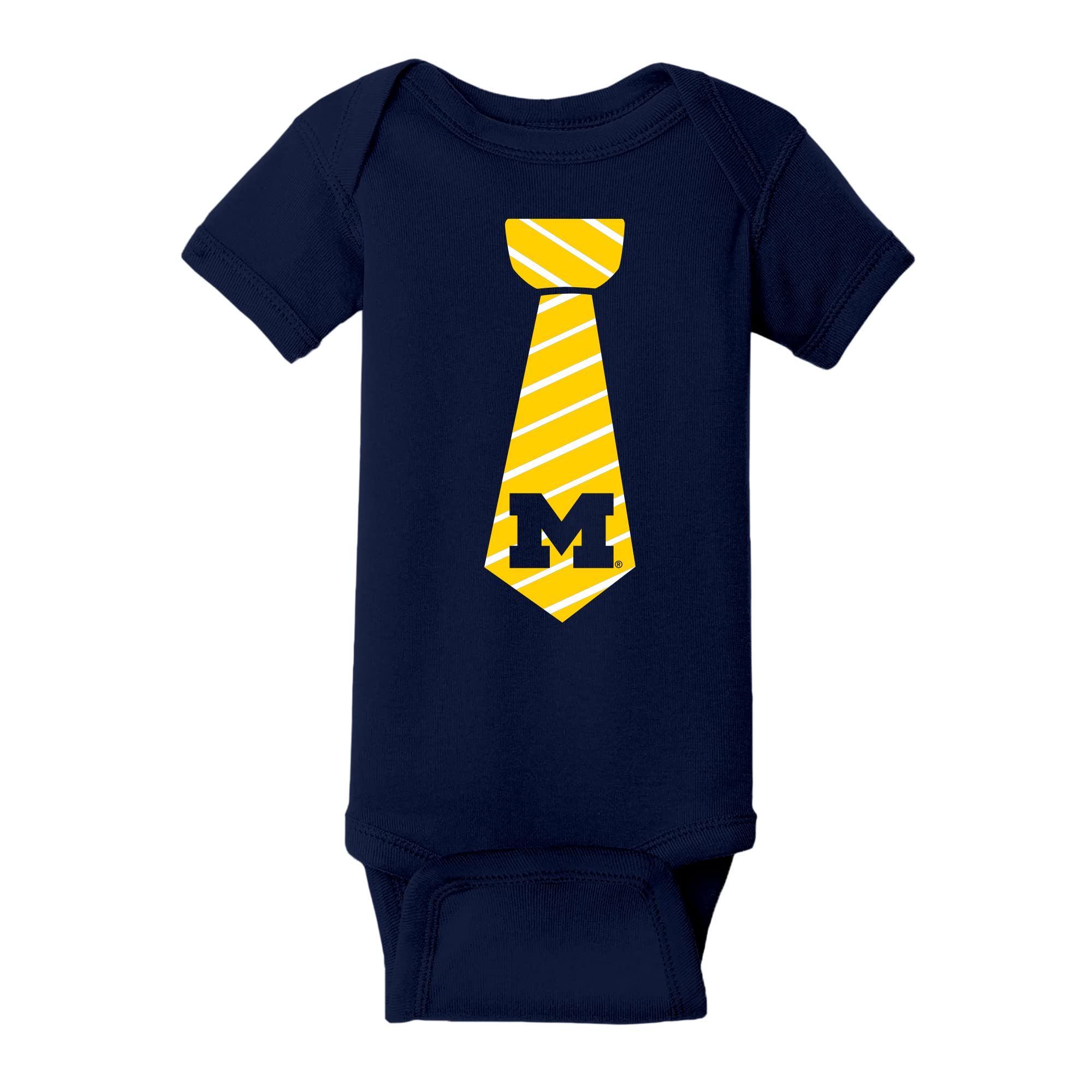 UGP Campus Apparel YC24 - Michigan Wolverines Necktie Infant Creeper Bodysuit - Newborn - Navy