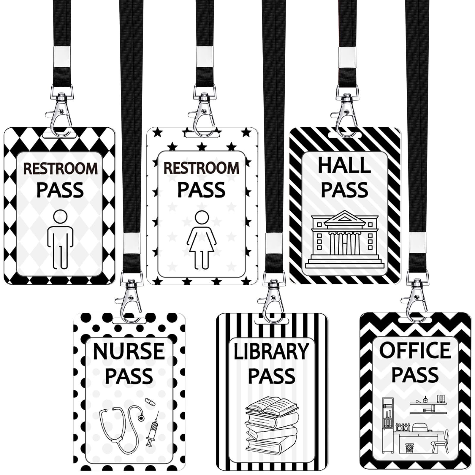 Snapklik.com : Sabary 6 Sets Hall Pass Lanyards And School Passes Set ...