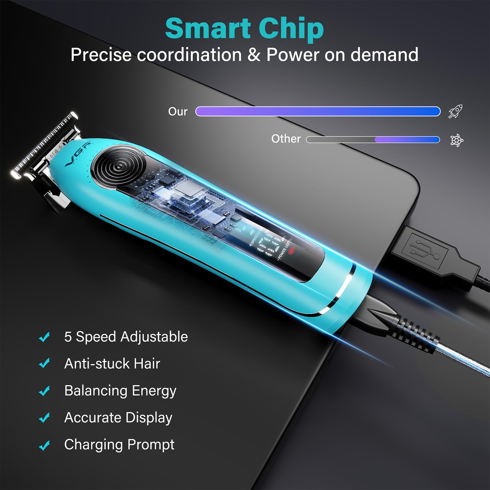 VGR V-009 Metal Housing Barber Hair Cutting Machine Professional Hair Trimmers Clippers For Men 2851681699755 - View #5