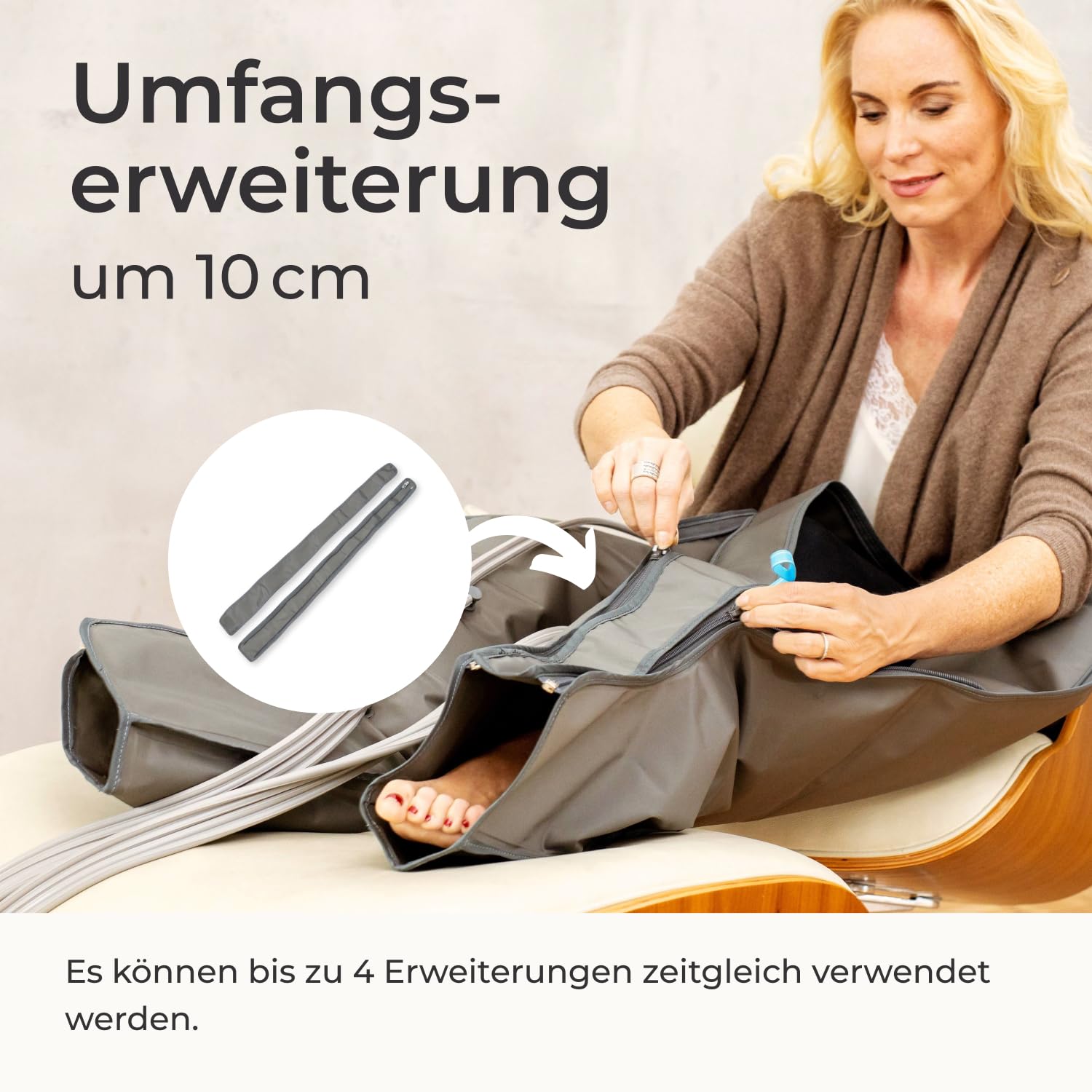 Venen Engel Beinmanschetten Erweiterung | Achtung: passend je Modell wählen | 10 cm Umfang-Erweiterung | 2 Stück | bis zu 4 Erweiterungen kombinierbar (bis zu 40 cm) (Packung mit 2)